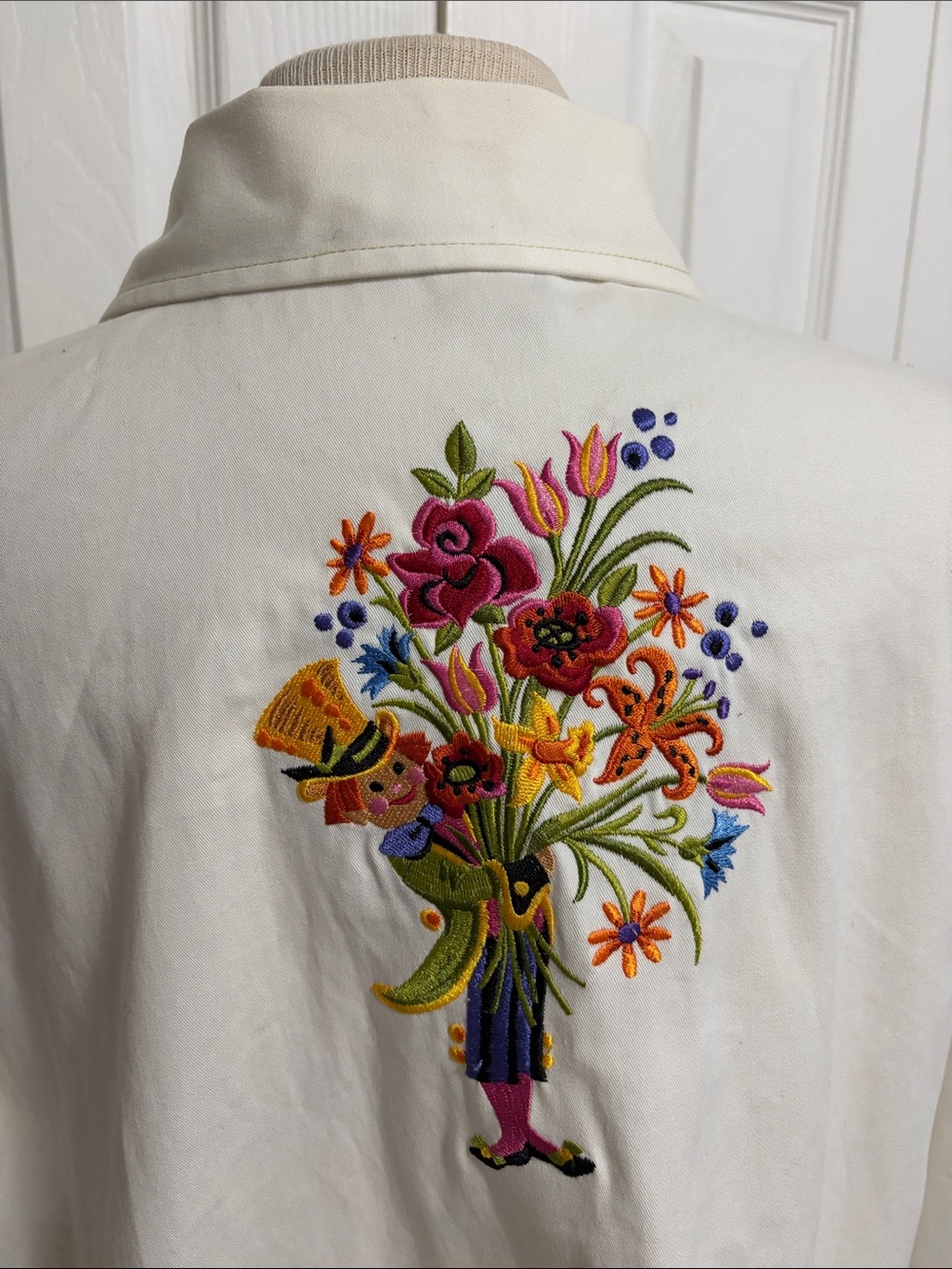 Bob Mackie Wearable “Parade of the Flowers” White Full-Zip Embroidered Jacket - Picture 10 of 16